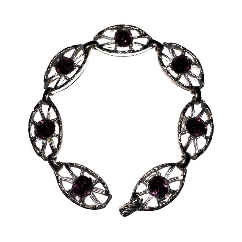 Sarah Coventry Purple Stone & Silver Tone Bracelet